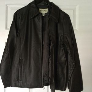 Eddie Bauer Ladies Lined Brown Leather Jacket Size Medium